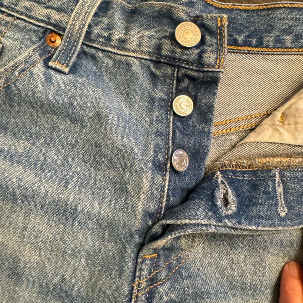 Levi’s 501 Premium shorts Anthropologie Ripped Cutoff Denim shorts button fly 27 - Picture 3 of 9